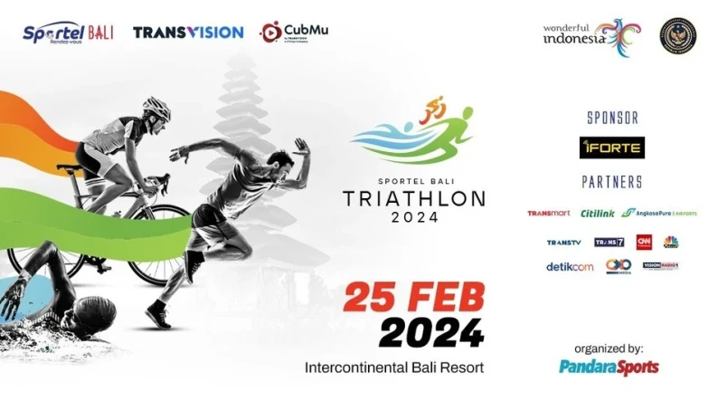 A Sportel Bali Triathlon-2024 event will take place on Bali, featuring a 40km bike ride and a 1.5km swim
