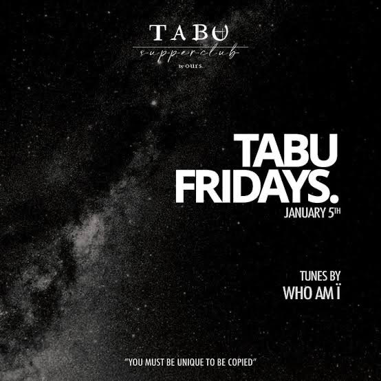 Drink TABU FRIDAYS WITH WHO AM I 12027