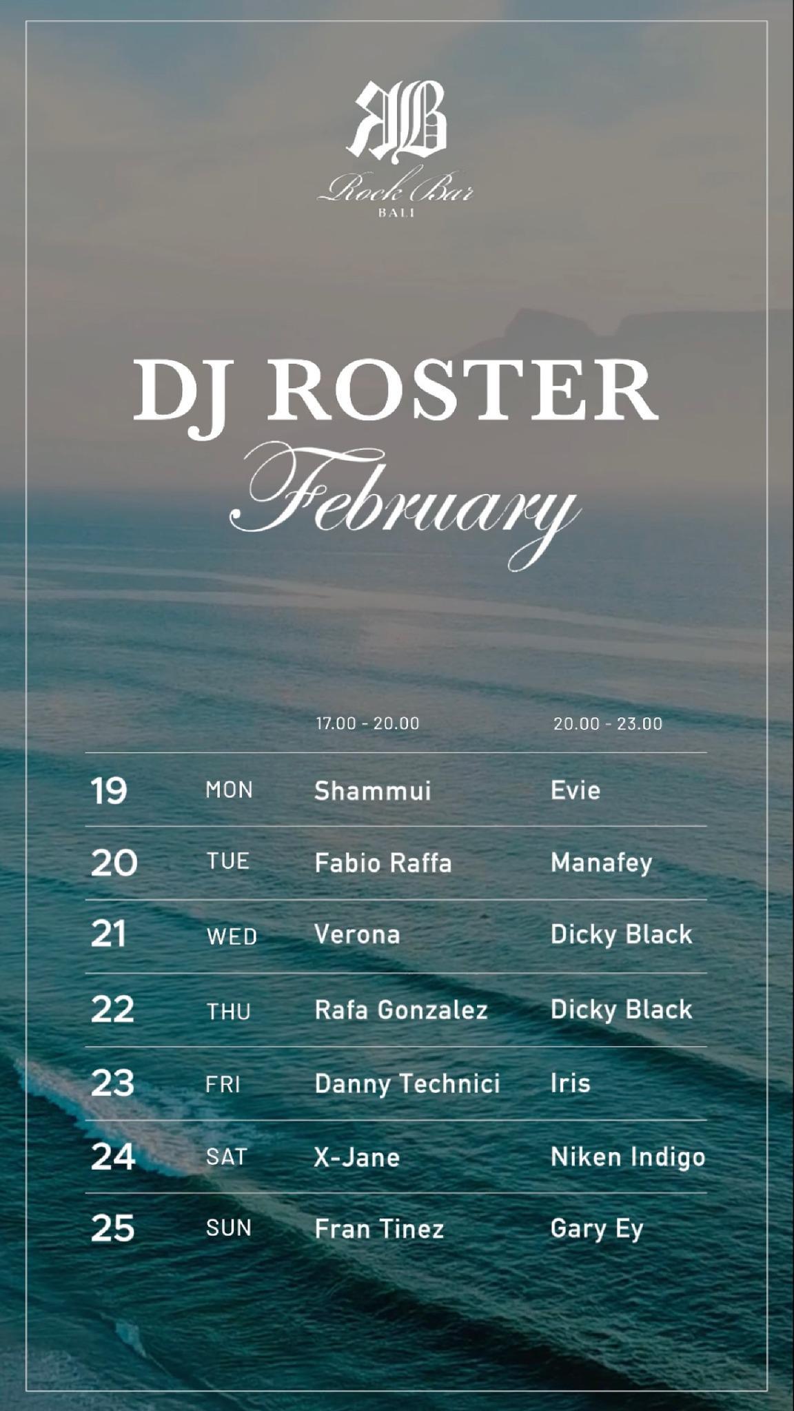 Party DJ Roster February at Rock Bar 14370