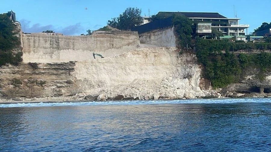 A Massive Cliff Collapsed into the Ocean Near Bingin Beach