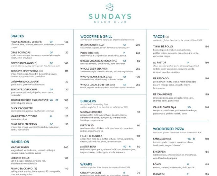 Restaurant Sundays Beach Club 50101